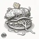 chicken nugget con cara tattoo design idea