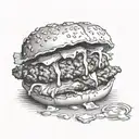 chicken nugget con cara tattoo design idea