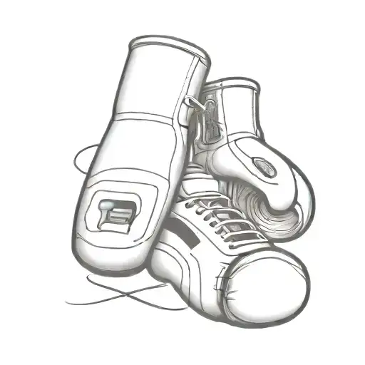 A minimalist tattoo design of a sleek sports car intertwined with boxing gloves, symbolizing the client's love for kickboxing and cars tattoo design idea