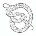 A minimalist tattoo of a sleeping snake tattoo design idea
