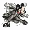 Mickey Mouse ballroom dancer with electrical circuit tattoo design idea