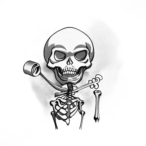 a skeleton barmen with a shaker in one hand and a drink in the other one tattoo design idea