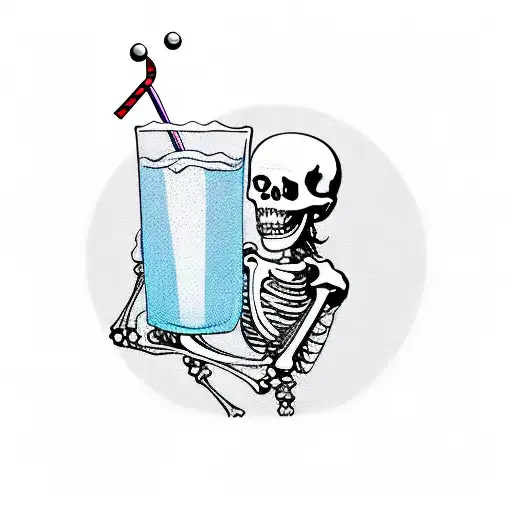 a skeleton barmen with a shaker in one hand and a drink in the other one tattoo design idea