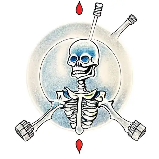a skeleton barmen with a shaker in one hand and a drink in the other one tattoo design idea