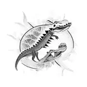 crocodile with a tumbuan from Rabaul  tattoo design idea