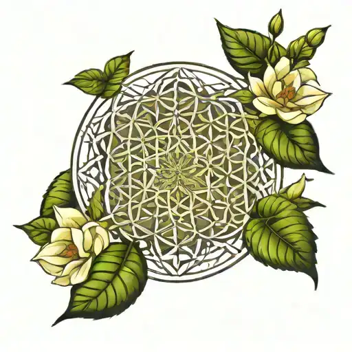 flower of life, awakening, divine justice, god, existence intuition ivy ayahuasca plant amazons signs writings to be not tattoo design idea