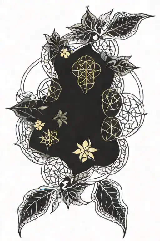 flower of life, awakening, divine justice, god, existence intuition ivy ayahuasca plant amazons signs writings to be not tattoo design idea