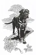 My black cane corso dog, my date of birth is 02.04.1990, sea, natural life, ivy painter, nature walk. spiritual awakenin tattoo design idea