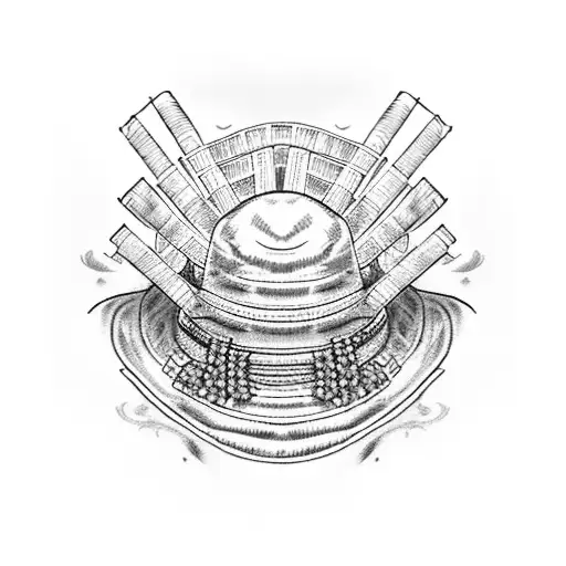 In the center of the tattoo, we can have Luffy's iconic straw hat from "One Piece," slightly tilted and placed prominent tattoo design idea