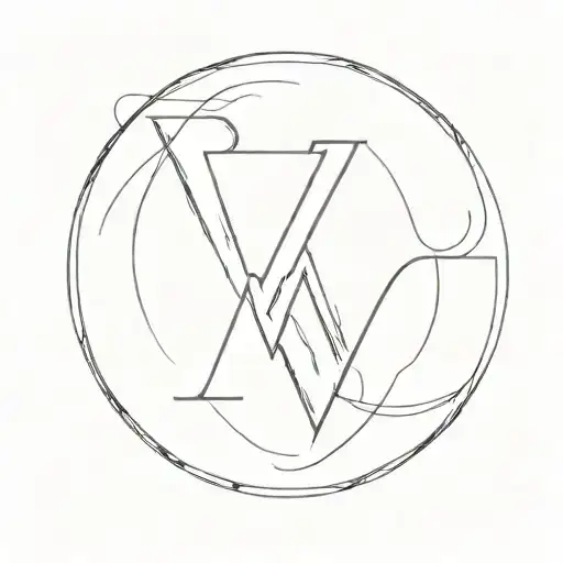 V and M letter tattoo design idea