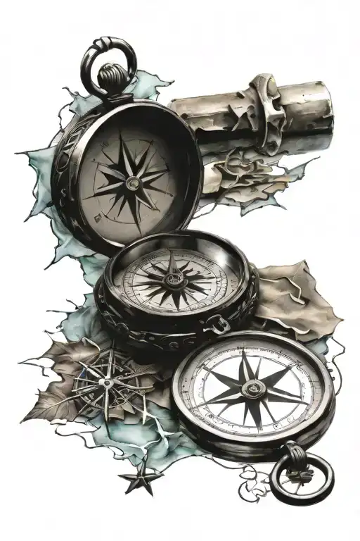 compass with shattered glass down my arm  tattoo design idea