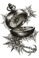 compass with shattered glass down my arm  tattoo design idea