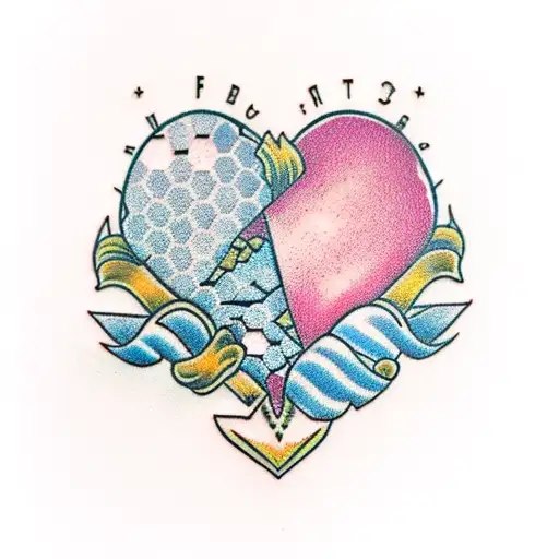 honeycomb heart tattoo design idea