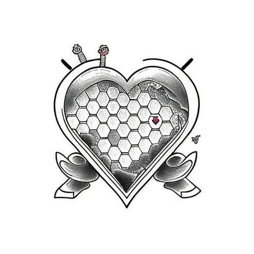 honeycomb heart tattoo design idea
