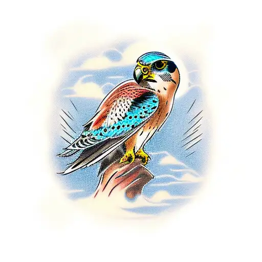 kestrel perched on home tattoo design idea