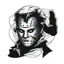 Freddy kruegers glove wrapped around jason vorhees mask tattoo design idea