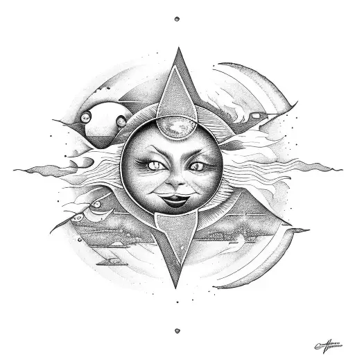 red cardinal, gray washed background, a sun, a moon, feat, "I love you and I will always be with you" in cursive  tattoo design idea