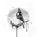 red cardinal, gray washed background tattoo design idea