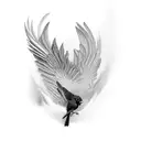 red cardinal, gray washed background tattoo design idea