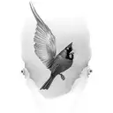 red cardinal, gray washed background tattoo design idea