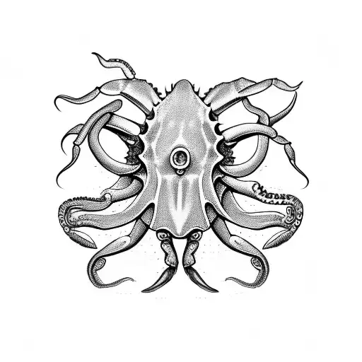 crab riding an octopus tattoo design idea