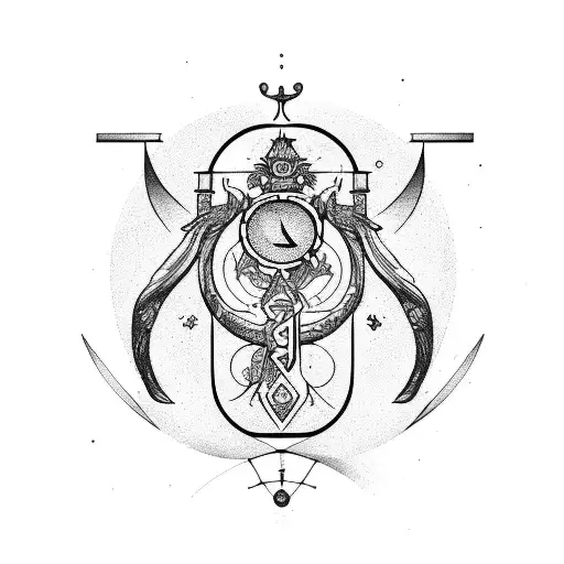 zodiac aquarius libra leo, hourglass, fine line work tattoo design idea