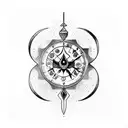 zodiac aquarius libra leo, hourglass, fine line work tattoo design idea