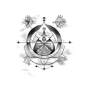 zodiac aquarius libra leo, hourglass, fine line work tattoo design idea
