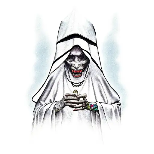 evil nun tattoo design idea