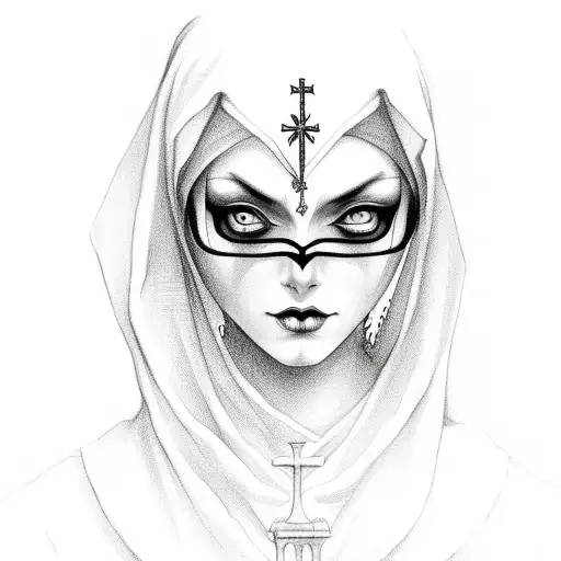 gothic nun tattoo design idea