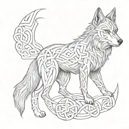 Wolf made out of a Celtic knot design incorporating tattoo design idea