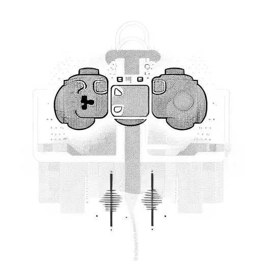 Game controller intertwined with computer circuitry tattoo design idea