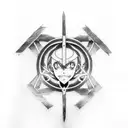 Combine elements from Steins Gate, Death Note, and Full Metal Alchemist in a single tattoo tattoo design idea