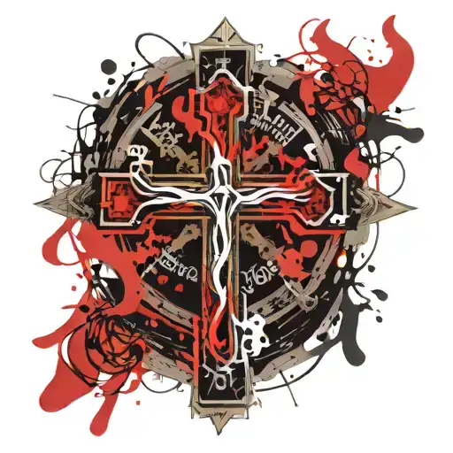 cross with serenity prayer tattoo design idea