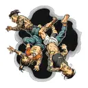 four people doing backflips  tattoo design idea