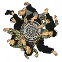 four people doing backflips  tattoo design idea