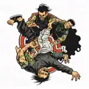 four people doing backflips  tattoo design idea