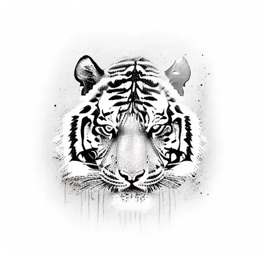 tiger in a suite surrounded by zombies and a harley quinn  tattoo design idea