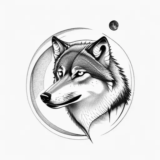 Wolf howling at the moon tattoo design idea