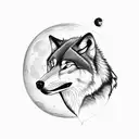 Wolf howling at the moon tattoo design idea