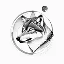 Wolf howling at the moon tattoo design idea