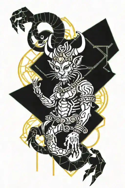 rakshasa evolution to asura, demon of light and dark, protector of mankind tattoo design idea