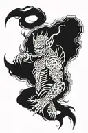 rakshasa evolution to asura, demon of light and dark, protector of mankind tattoo design idea