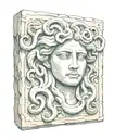 Medusa Gorgon in sketch style on a piece of ancient stone slab tattoo design idea