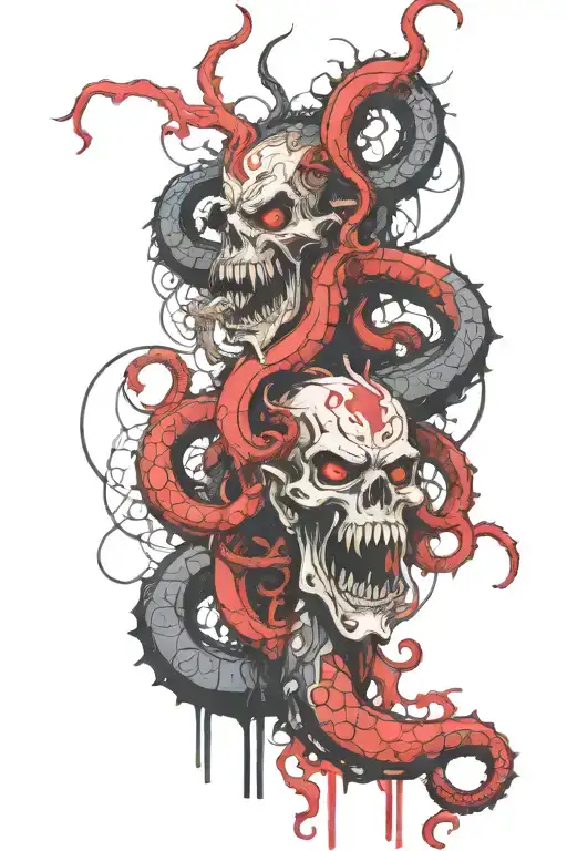 mythical god with tentacles teeth claws tattoo design idea