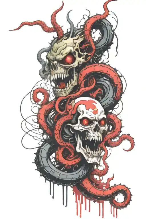 mythical god with tentacles teeth claws tattoo design idea
