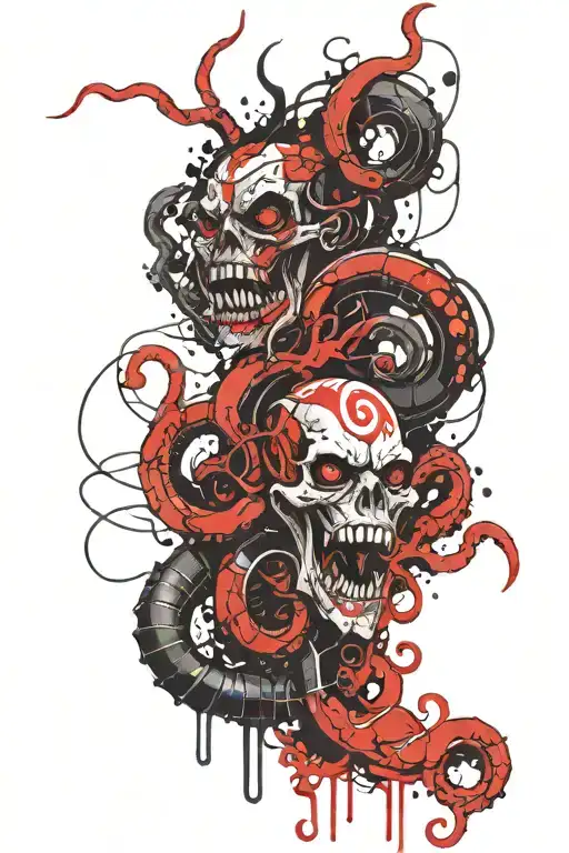 mythical god with tentacles teeth claws tattoo design idea