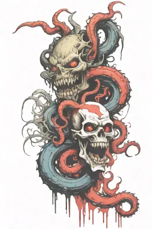 mythical god with tentacles teeth claws tattoo design idea