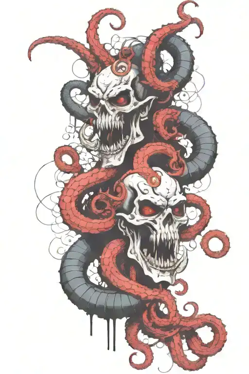 mythical god with tentacles teeth claws tattoo design idea