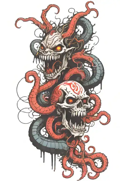 mythical god with tentacles teeth claws tattoo design idea